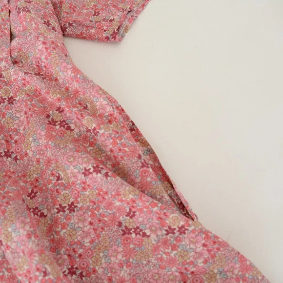 Vintage Homemade Redish Pink Floral  Short Sleeve Maxi Dress - Picture 9 of 14